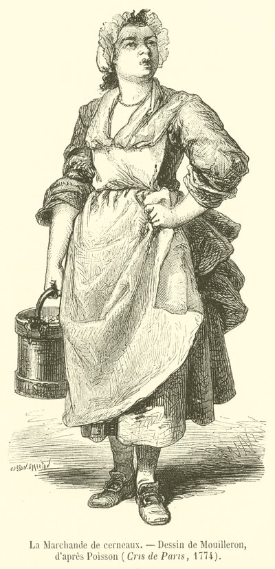 La Marchande de cerneaux (engraving) بواسطة المدرسة الفرنسية