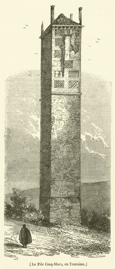 La Pile Cinq-Mars, en Touraine (engraving) بواسطة المدرسة الفرنسية