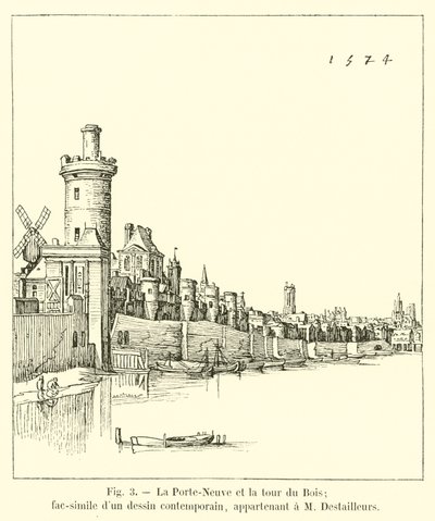 Porte-Neuve و Tour du Bois ؛ الفاكس من رسم معاصر ، ينتمي إلى M Destailleurs بواسطة المدرسة الفرنسية