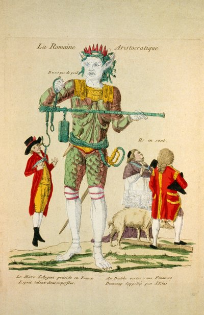 لا رومين Aristocratique ، حانة. 1789 (نقش ملون باليد) بواسطة المدرسة الفرنسية