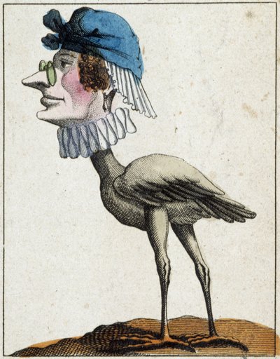 La Stork in Caricature, study of character “volatile character” sd. 19th, popular imagery. بواسطة المدرسة الفرنسية