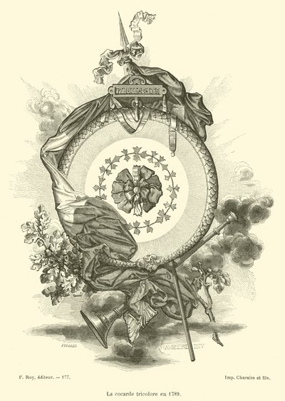 كوكتيل الالوان الثلاثة عام 1789 (نقش) بواسطة المدرسة الفرنسية