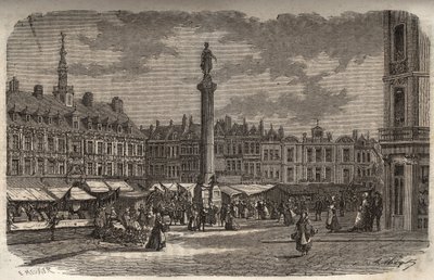 La Grand Place in Lille - نقش في "Histoire de France" بواسطة Victor Duruy (1811-1894) - 1882 بواسطة المدرسة الفرنسية