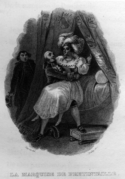 La marquise de pretintaille Chanson de Beranger في "" Oeuvres Completees "(1834) من تأليف Pierre Jean de Beranger (1780-1857) ، الشاعر وكاتب الأغاني الفرنسي. بواسطة المدرسة الفرنسية