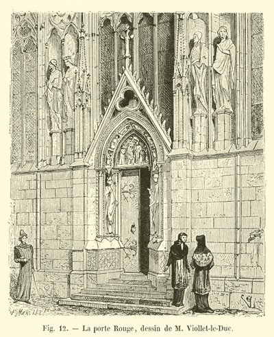 La porte Rouge ، رسم M Viollet-le-Duc بواسطة المدرسة الفرنسية