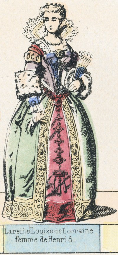 La reine Louise de Lorraine, femme de Henri 3 (coloured engraving) بواسطة المدرسة الفرنسية