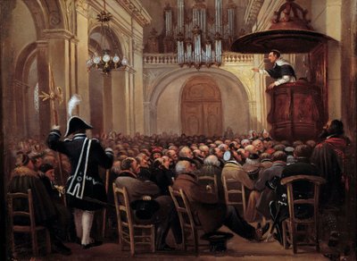 لاكوردير (هنري لاكوردير (1802-1861) ، متدين من الرهبنة الدومينيكية) يبشر بالكريم في كاتدرائية نانسي. لوحة مجهولة بواسطة المدرسة الفرنسية