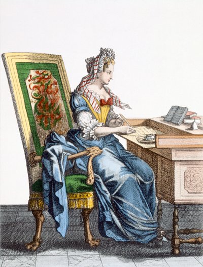 سيدة في مكتب الكتابة 88: امرأة تدفع الفواتير في مكتب الكتابة الخاص بها ؛ بواسطة المدرسة الفرنسية