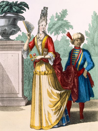 سيدة في فستان صيفي ، c.1690-1700 بواسطة المدرسة الفرنسية
