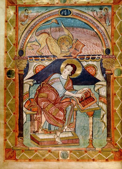 Lat 8850 f.81v St. Mark ، الفرنسية ، من مدرسة Court of Charlemagne بواسطة المدرسة الفرنسية