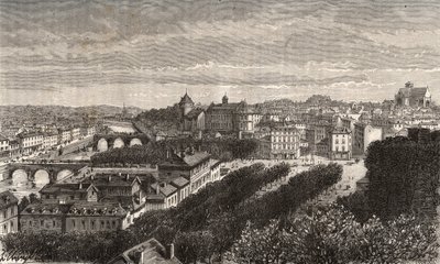 Laval - Mayenne - Pays de la Loire - نقش في "فرنسا اللامعة: الجغرافيا والتاريخ والإدارة الإحصائية" بقلم VA Malt-Brown. 1884 بواسطة المدرسة الفرنسية