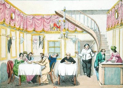 Le Boeuf a la Mode ، شارع فالوا ، باريس ، من Le Gout du Jour ، c.1830 (انظر أيضًا 175977) بواسطة المدرسة الفرنسية