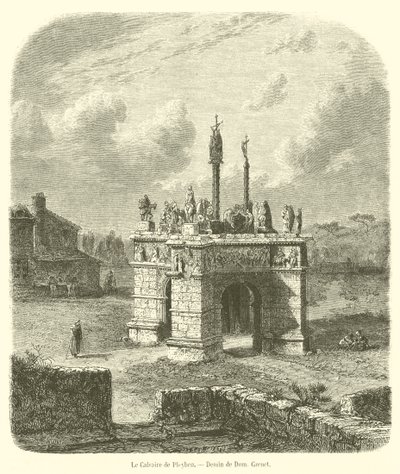 Le Calvaire de Pleyben (نقش) بواسطة المدرسة الفرنسية