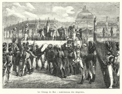 The Champ de Mai توزيع الأعلام (نقش) بواسطة المدرسة الفرنسية