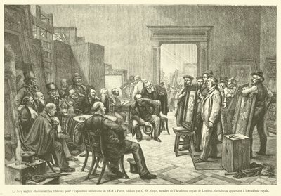 لجنة التحكيم الإنجليزية تختار اللوحات للمعرض العالمي 1878 في باريس (نقش) بواسطة المدرسة الفرنسية