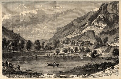 Le Lauzet-Ubaye - Le lac du Lauzet - بلدية في مقاطعة Alpes-de-Haute-Provence في جنوب شرق فرنسا - نقش في "" PATRIE "- صورة وصفية أساسية لفرنسا في 6 مجلدات بواسطة لوسين هوارد - نهاية القرن التاسع عشر بواسطة المدرسة الفرنسية