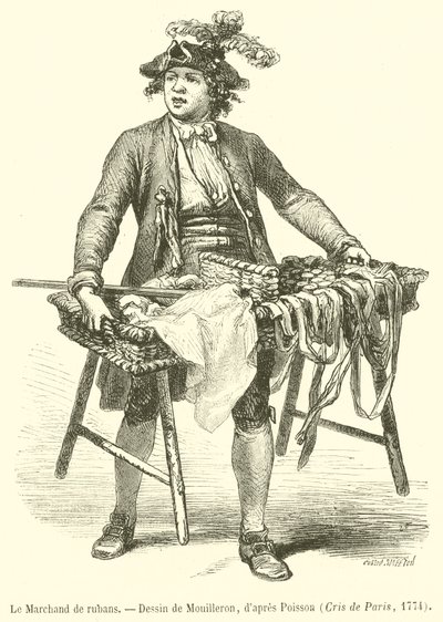 Le Marchand de rubans (engraving) بواسطة المدرسة الفرنسية