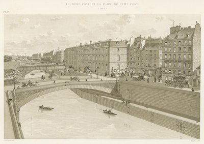 Le Petit-Pont و Place du Petit-Pont ، 1880 بواسطة المدرسة الفرنسية