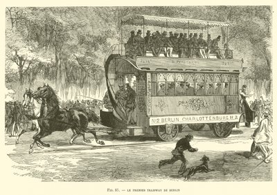 Le Premier Tramway de Berlin (engraving) بواسطة المدرسة الفرنسية