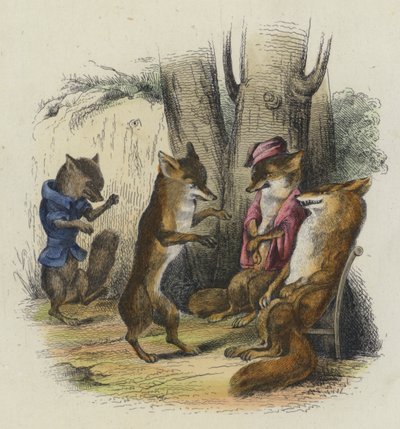 Le Renard Qui A La Queue Coupeee (نقش ملون) بواسطة المدرسة الفرنسية