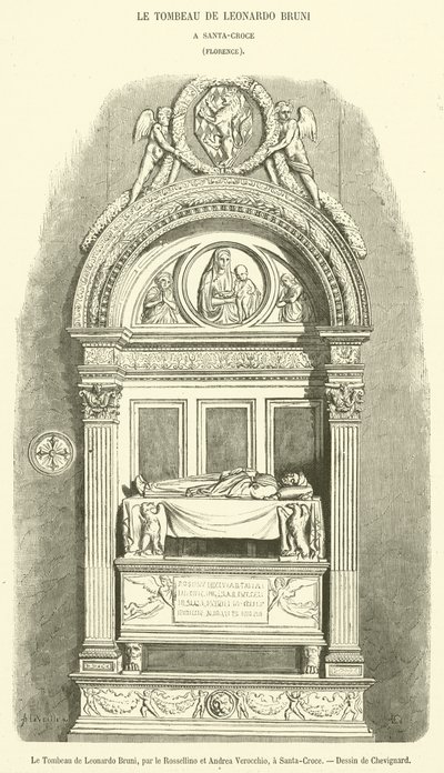 Le Tombeau de Leonardo Bruni (engraving) بواسطة المدرسة الفرنسية
