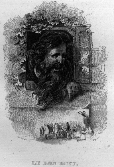 Le bon dieu Song of Beranger في "" Oeuvres Completees "(1834) للشاعر وكاتب الأغاني الفرنسي Pierre Jean de Beranger (1780-1857). بواسطة المدرسة الفرنسية
