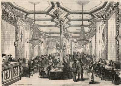 Le cafe Pierron في باريس في القرن التاسع عشر - نقش في "Tableau-de-Paris" بواسطة إدموند تيكسييه 1852 بواسطة المدرسة الفرنسية