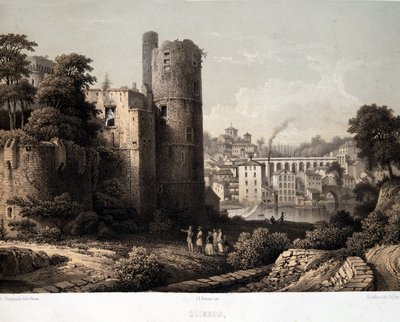 Le chateau de Clisson - Lithography بواسطة المدرسة الفرنسية