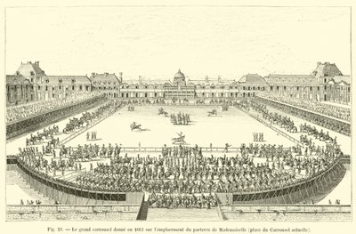 يطل الكاروسيل الكبير في عام 1662 على موقع Mademoiselle parterre ، وهو مكان كاروسيل الحالي بواسطة المدرسة الفرنسية