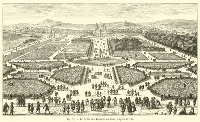 حديقة التويلري عام 1680 ؛ بعد بيريل بواسطة المدرسة الفرنسية