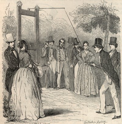 لعبة الحمام في حديقة Mabille في باريس في القرن التاسع عشر - نقش في "" Tableau-de-Paris "لإدموند تيكسييه 1852 بواسطة المدرسة الفرنسية
