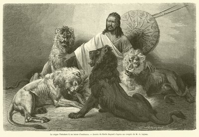 Le Negus Theodore II في ثوب المحكمة (نقش) بواسطة المدرسة الفرنسية
