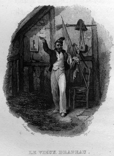 العلم القديم Chanson de Beranger في "الأعمال كاملة" (1834) للشاعر وكاتب الأغاني الفرنسي بيير جان دي بيرانجر (1780-1857). بواسطة المدرسة الفرنسية