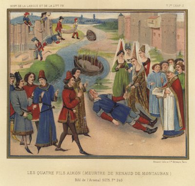 Les Quatre Fils Aimon, Meurtre De Renaud De Montauban (colour litho) بواسطة المدرسة الفرنسية