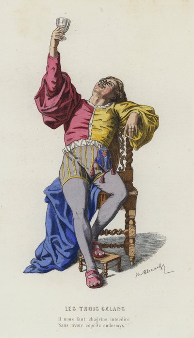The Three Galans (نقش ملون) بواسطة المدرسة الفرنسية