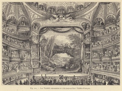 Les Varietes amusantes في عام 1789 ، الآن مسرح-فرانسيه (نقش) بواسطة المدرسة الفرنسية
