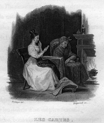 بطاقات Chanson de Beranger في "" Oeuvres Completees "(1834) للشاعر وكاتب الأغاني الفرنسي Pierre Jean de Beranger (1780-1857). بواسطة المدرسة الفرنسية