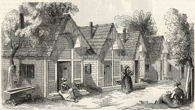 شاليهات دي لا سالبترير للمجنون القلقين - نقش في "تابلوه دو باريس" بواسطة إدموند تيكسييه 1852 بواسطة المدرسة الفرنسية