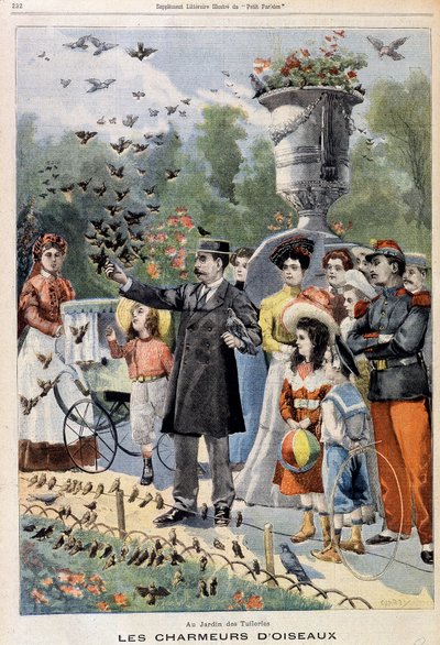 سحر الطيور في Jardin des Tuileries - في "Le Petit Parisien" من 21/7/1901 (نقش) بواسطة المدرسة الفرنسية