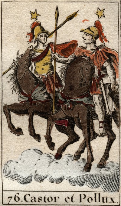 Les dioscures Castor et Pollux (Castor and Pollux the Dioscuri (Dioskouroi) من "Mythologie de la jeunesse" لبيير بلانشارد 1803. بواسطة المدرسة الفرنسية