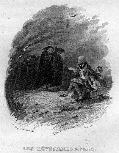 Les reverends peres Chanson de Beranger في "" Oeuvres Completees "(1834) من تأليف Pierre Jean de Beranger (1780-1857) ، الشاعر وكاتب الأغاني الفرنسي. بواسطة المدرسة الفرنسية