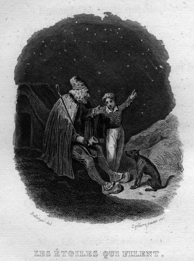 Les stoiles qui filent Chanson de Beranger في "" Oeuvres Completees "(1834) من تأليف Pierre Jean de Beranger (1780-1857) ، الشاعر وكاتب الأغاني الفرنسي. بواسطة المدرسة الفرنسية