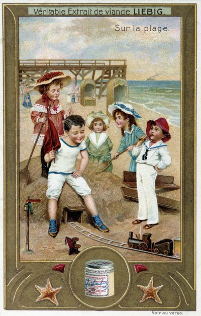Liebig chromolithography series “” Beach Game”” of children. sd. 19th century بواسطة المدرسة الفرنسية