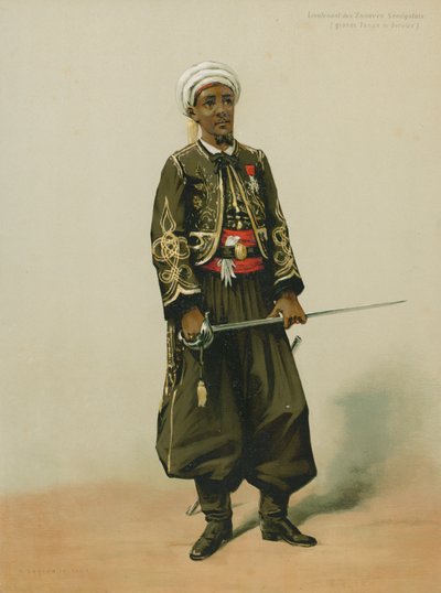 ملازم الزواف السنغالي ، زي الخدمة الكبير بواسطة المدرسة الفرنسية