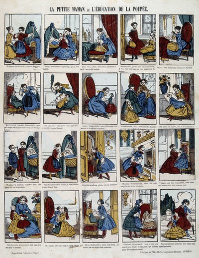 الأم الصغيرة "" تعليم الدمية ". صورة إبينال ، سد. القرن ال 19. بواسطة المدرسة الفرنسية