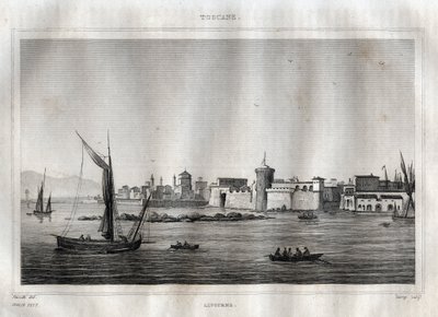 ليفورنو - ليفورنو - توسكانا - نقش من "" إيطاليا الخلابة "بقلم M. de Norvins، Ch. نودير 1834-1836. بواسطة المدرسة الفرنسية