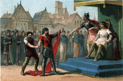 كان لويس 1er dit Le Debonnaire (814-840) متحللاً وجرده أبناؤه من إمبراطوريته. الطباعة الحجرية الملونة حوالي عام 1890. بواسطة المدرسة الفرنسية
