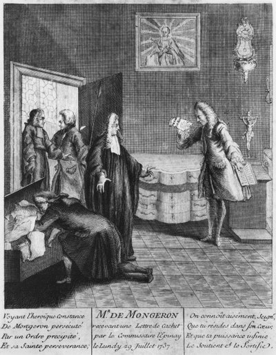 لويس باسيل كاريه دي مونتجيرون يتلقى رسالة من الملك من الملك لويس الخامس عشر 1737 بواسطة المدرسة الفرنسية