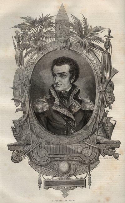 لويس ماري ماكسيميليان دي كافاريلي دو فالجا (1756-1799) عام فرنسي أثناء الثورة الفرنسية - - نقش في الموسوعة الوطنية الجديدة لموريس لا شارست - 1870 - بواسطة المدرسة الفرنسية