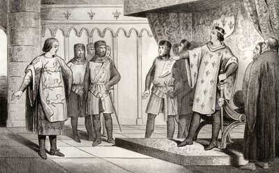 لويس الثامن (1187-1226) الأسد يستقبل مبعوثًا من عدوه هنري الثالث (1207-72) من إنجلترا ، من "هيستوار دي فرانس" بقلم كولارت ، نُشر عام 1840 بواسطة المدرسة الفرنسية